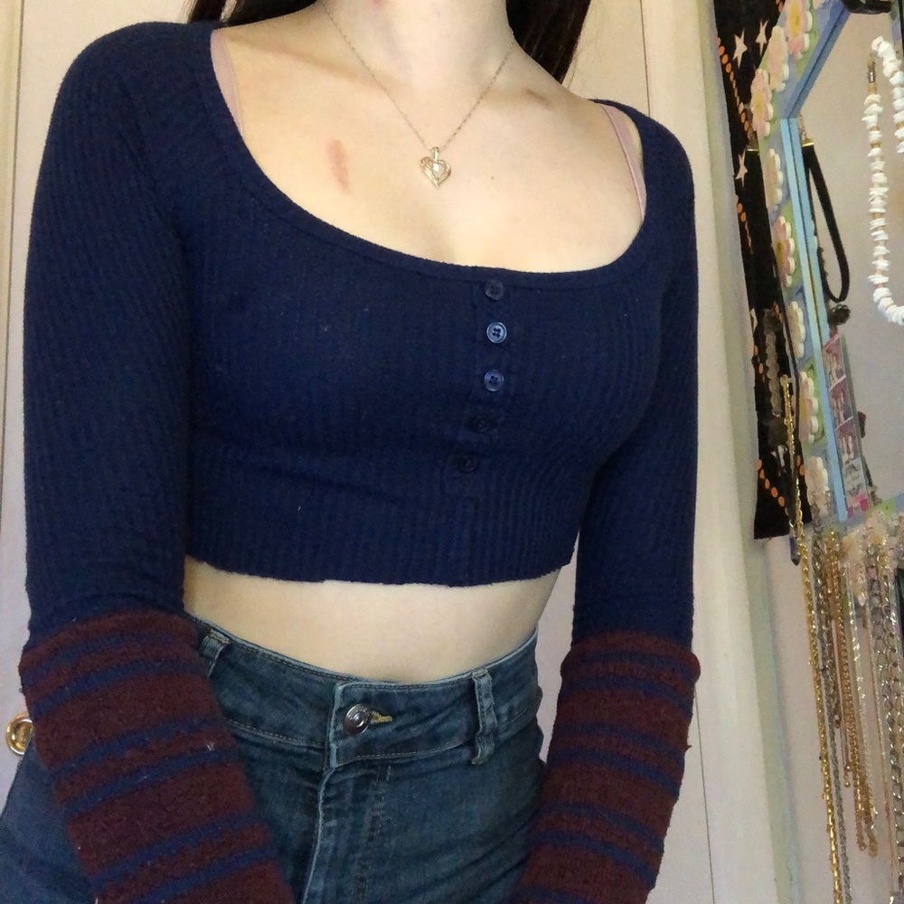 Blue Long Sleeve Top